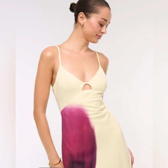 A&F Julia Slip Cutout Maxi Dress - Yellow M Tall - Picture 2 of 8